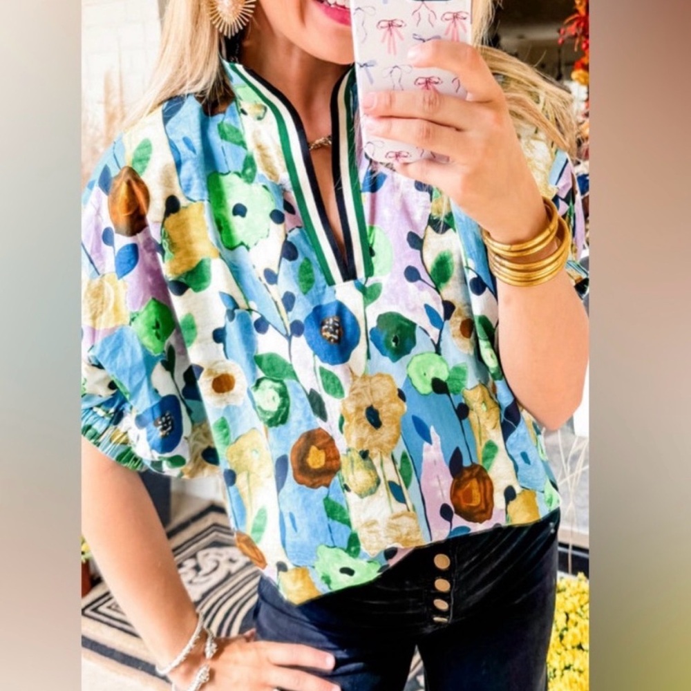 Floral Multicolor Women's Top M